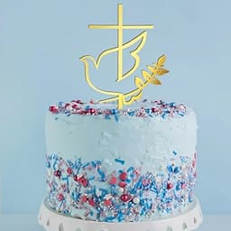 3pcs/6pcs Gold Acrylic Cross Cake Toppers Leaf Design Cake Picks for Baptism First Communion Party Decor Supplies