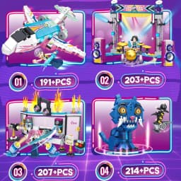 MOC K-Style Fantasy Squad Building Blocks, Creative DIY Action Figure Model Kit with Display Base, Desktop Decor for Collectors