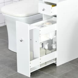 HOMCOM Slim Floor Cabinet Narrow Wooden Storage with Drawers Bathroom White