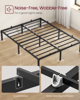 VASAGLE Double Metal Bed Frame, 135 x 190 cm, Under-Bed Space, Modern Style, for Guest Room, Easy Assembly
