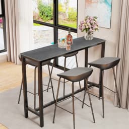 LUVODI Black Bar Table with White Height Kitchen Breakfast Counter Pub Table for Dining Room Business Area Offices