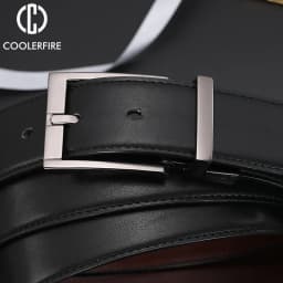 Business Dress Belts for Men Genuine Leather Belt Reversible Buckle Brown and Black Belt HQ110