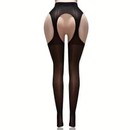 Side Open Sexy Stocking Soft Top Thigh High Stockings Open Suspender Garter Belt Lingerie Women's Tights Pantyhose