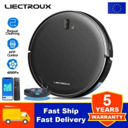 LIECTROUX L200 Robot Vacuum Cleaner & Wet Mop Combo,Smart Mapping,WiFi App,4KPa,Brushless Motor,Ideal for Pet Hair,Carpet,Floor