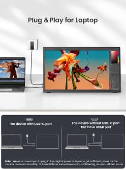 UPERFECT 18.5" Portable Monitor IPS PS5 XBOX 1080P 120Hz Gaming IPS Display For Laptop Dual USB C HDMI Computer Extend Screen
