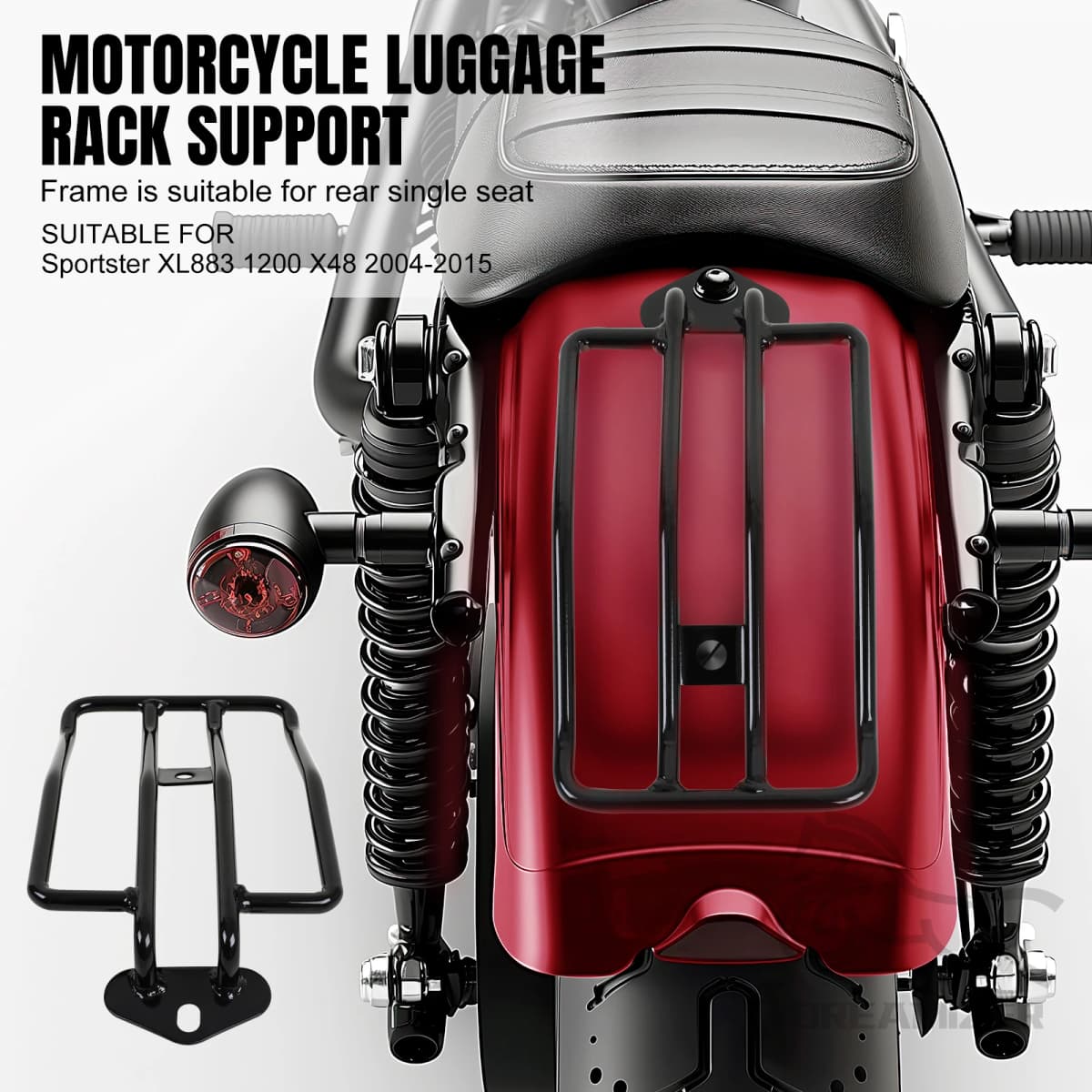 Black Motorcycle Rear Solo Seat Luggage Rack Support Shelf For Harley Sportster XL 883 1200 2004- 2015