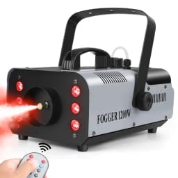 Gwong 1200W Fog Machine for DJ Show Wedding Halloween 6 LEDs RGB Colorful Fog Ejector Remote Smoke Machine Stage Effect Fogger Spray