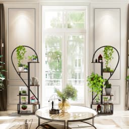 Heart Shaped Tall Plant Storage Shelf 6 Tiers Metal Indoor Plant Garden Holder Multi-Layer Display Rack