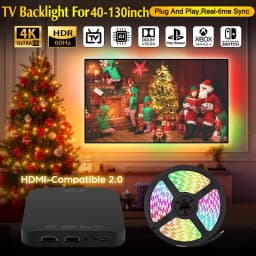 Christmas Ambient TV LED Backlight Sync to Screen For 40-130 Inch Real-Time Sync Light Strip For 4K HDMI-Compatible 2.0 Device