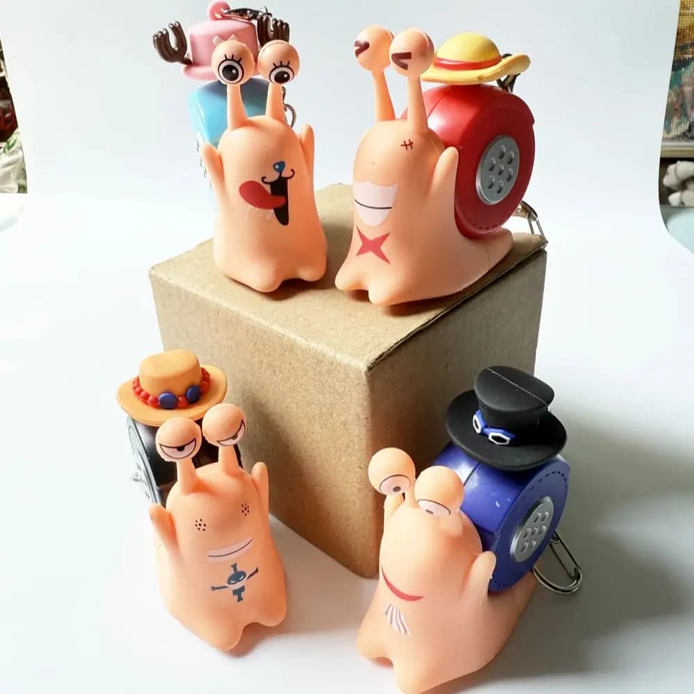 One Piece Den Den Mushi Model Toys Cartoon Luffy Sabo Ace Chopper Snail Shaped Phone Can Sound Recording Toys for Children Gifts
