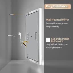 24 x 32 LED Bathroom Mirror with Bluetooth Smart Display Screen,Touch Button 3 Colors Dimmable Light, Anti-Fog, Memory