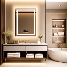 24 x 32 LED Bathroom Mirror with Bluetooth Smart Display Screen,Touch Button 3 Colors Dimmable Light, Anti-Fog, Memory