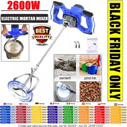 2600W Electric Concrete Mixer Industrial Mixer M14 Agitator 6 Variable Speeds Agitator Machine for Mixing Paint, Cement, Etc.