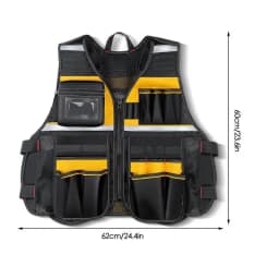Workwear Allround Work Tool Vest Reflective Safety Vest with Multi-pockets and Zipper Heavy Duty Tool Vest for Electricians