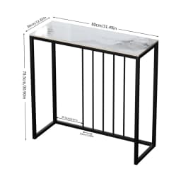 Sintered Stone Console Table Narrow Entryway Table with Black Metal Frame for Hallway Foyer Living Room Behind Sofa