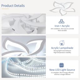 Petal Design Ceiling Lights,LED Ceiling Lamps 60W 6750LM,Cool White 6500K Mordern Ceiling Lighting for Living Room