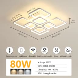 Square LED Ceiling Lamp Modern Ceiling Light Bedroom Kitchen Light Chandelier Light Children's Room Dimmable