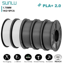 SUNLU 5KG PLA+2.0 3D Printer Filament Tougher and Stronger PLA Plus Filament 1000G/Roll 1.75mm 3D Filament Fits for FDM 3D Print