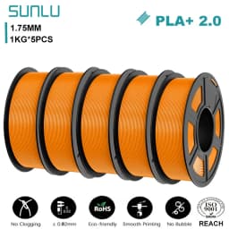 SUNLU 5KG PLA+2.0 3D Printer Filament Tougher and Stronger PLA Plus Filament 1000G/Roll 1.75mm 3D Filament Fits for FDM 3D Print