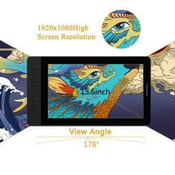 GAOMON Pen Display PD1561 15.6 Inches IPS HD Graphics Drawing Tablet Monitor 72% NTSC support Tilt Function with 10 Shortcut Key