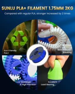 SUNLU PLA+2.0 3D Filament 5KG PLA PLUS Upgrade 1.75mm Neatly Wound Colorful 3D Filaments Spool for FDM 3D Printing Materials