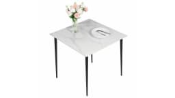 Rectangular Dining Modern Dining Desk Table Furniture with Natural Texture Sintered Stone Top Metal Frame for Dining Room