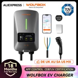 WOLFBOX EV Charging Station Type 2 7KW 32A 1 Phase Electric Vehicle Car Charger Wallbox with LCD Screen APP Control RFID Card