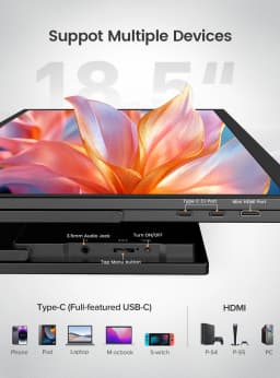 UPERFECT 18.5 Inch Computer Gaming Display Portable Monitor 120HZ IPS Laptop HDMI USB C External Screen With VESA Adjust Stand
