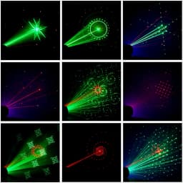 Gonwg RG Laser+RGB+UV LED 6-hole Laser Light Effect Lighting DMX512 Auto Sound Control Stage Light for DJ Club Show Party Light