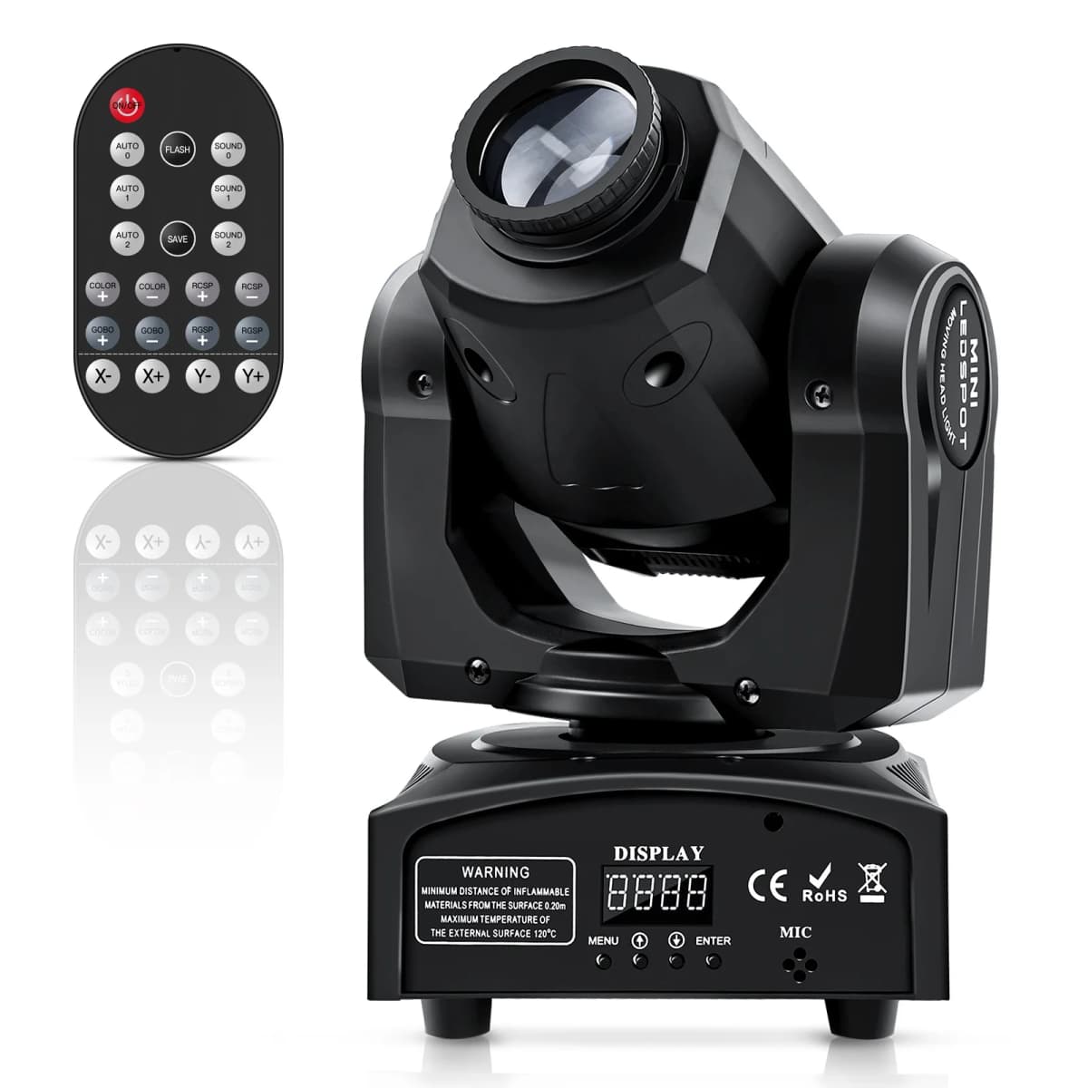 U'King 60W LED Moving Head Light Mini Spot Gobo Stage Light DMX512 Remote Pattern Beam Effect Light for Disco Wedding DJ Party