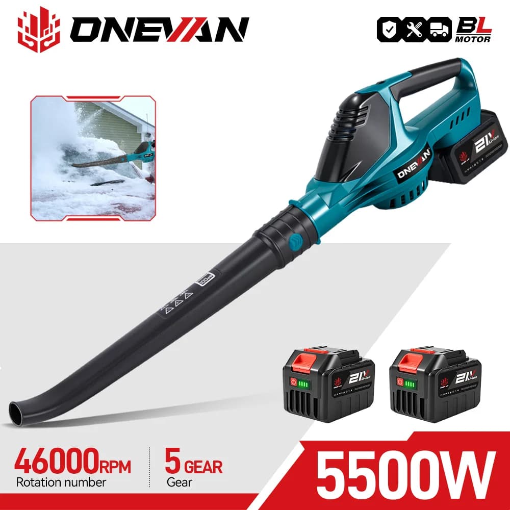 ONEVAN 5500W Brushless Electric Air Blower Cordless Leaf Blower Leaves Snow Dust Cleaning Tool Fit For Makita 18V Battery Pins