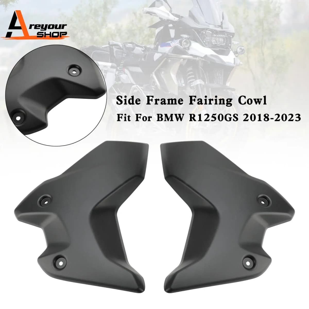 Side Frame Fairing Cowl Guards Radiator Cover for BMW R1250GS 2018-2023 Black
