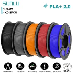 SUNLU Mix-Color 5Roll PLA/PLA PLUS 2.0 Filament 1.75mm 1kg Spool (2.2lbs) Neatly Wound Filament Fit Most FDM Printer