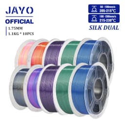 JAYO 10Rolls SILK PLA+ 3D Filament 1.75mm SILK PLA Rainbow Filament for FDM 3D Printer SILK Dual & Triple 3D Printing Materials