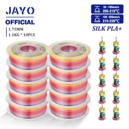 JAYO 10Rolls SILK PLA+ 3D Filament 1.75mm SILK PLA Rainbow Filament for FDM 3D Printer SILK Dual & Triple 3D Printing Materials