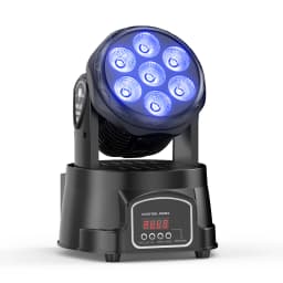 Gwong 7x15W LED Moving Head Light 4 IN 1 RGBW Professional Stage Effect Wash Light for Disco DJ Party Music Dance Club 9/14CH DMX512