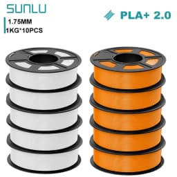SUNLU 10KG PLA+2.0 3D Printer Filament Tougher and Stronger PLA Plus Filament 1000G/Roll 1.75mm 3D Filament Fit for FDM 3D Print