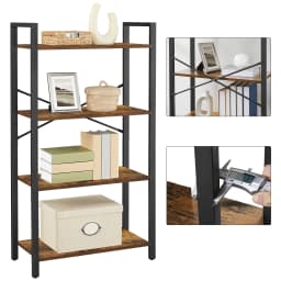VASAGLE 4-Tier Bookshelf, Bookcase, Shelving Unit, for Office, Study, Living Room, Bedroom, 30 x 66 x 120 cm