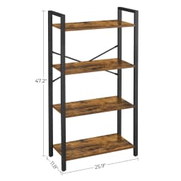 VASAGLE 4-Tier Bookshelf, Bookcase, Shelving Unit, for Office, Study, Living Room, Bedroom, 30 x 66 x 120 cm