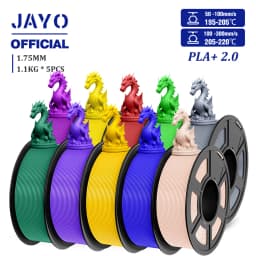 JAYO 2.0 PLA Plus 3D Filament 1.75MM 10 Rolls PLA + 3D Printer Filament Neatly Wound 3D Printing Filament High Toughness