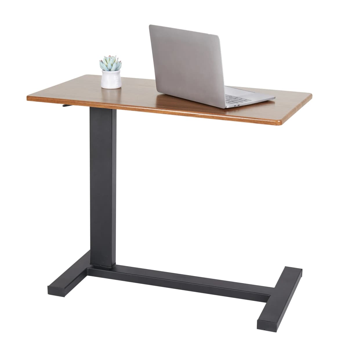 Adjustable Height Overbed Table Bedside Sofa Side Table with Hidden Wheels Hospital Bed Table Rolling Laptop Desk