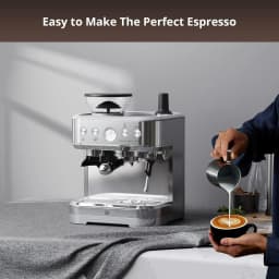 Coffee Machine with Milk Frother ALL-in-One Espresso Machine with Grinder Latte Cappuccino 15 Bar Italian Pump 2.3 L Water Tank