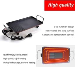 DayPlus Electric Smokeless Grill, 1500W Electric Indoor BBQ Barbecue Grill, Household Cooking&Adjustable Temperature&Drip Tray