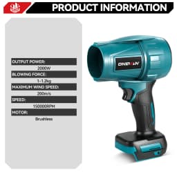 2000W Brushless Electric Turbo Blower 200M/S Air Blower Violent Car Dryer Handheld Dust Blowing Tool for Makita 18V Battery Pin