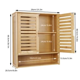 Wall Mounted Bamboo Bathroom Cabinet Storage Shelf Medicine Cupboard Organizer Rack for Bathrooms