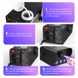 Gwong 500W RGB LED Colorful Smoke Machine LED Remote Fogger Ejector for Disco DJ Show Wedding Party Stage Light Effects Fog Machine