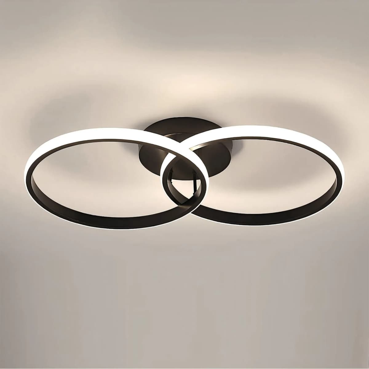 Ceiling Light Modern LED Black Double Ring Ceiling Lamp Natrual Light 4000K Lighting Fixtures for Bedroom Kitchen Living Room St
