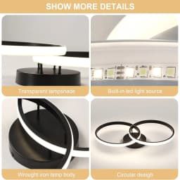 Ceiling Light Modern LED Black Double Ring Ceiling Lamp Natrual Light 4000K Lighting Fixtures for Bedroom Kitchen Living Room St