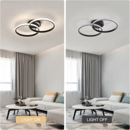 Ceiling Light Modern LED Black Double Ring Ceiling Lamp Natrual Light 4000K Lighting Fixtures for Bedroom Kitchen Living Room St