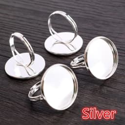 10pcs Adjustable Blank Ring Base Fit Dia 10 12 14 16 18 20 mm Glass Cabochons Cameo Settings Tray Diy Jewelry Making Ring